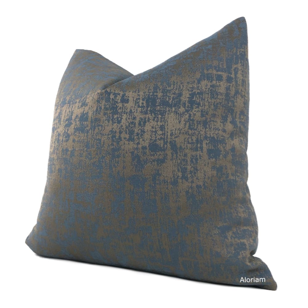 Bruno Slate Blue Bronze Brown Abstract Pillow Cover - Aloriam