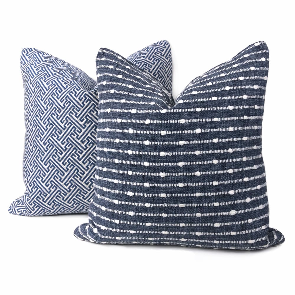 Cahill Blue White Textured Stripe Pillow Cover - Aloriam