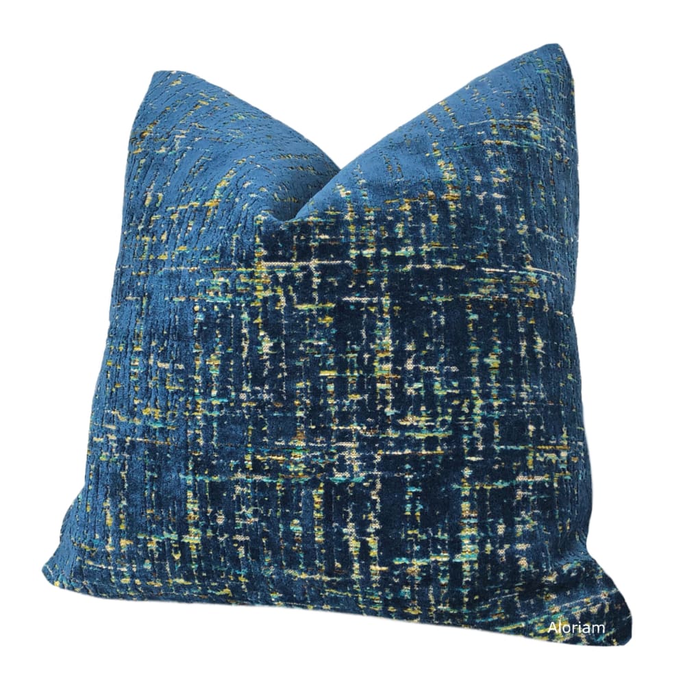 Cassidy Blue Tweed Textured Velvet Pillow Cover - Aloriam