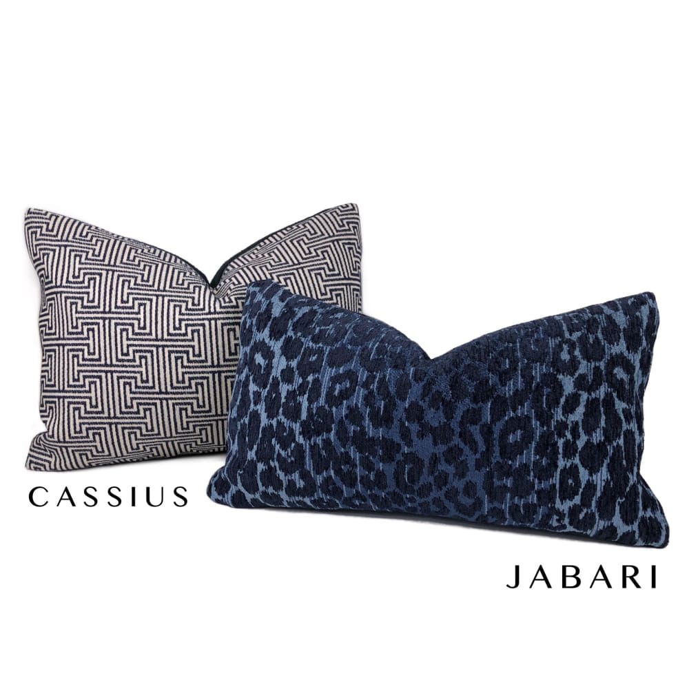Cassius Navy Blue Greek Key Pillow Cover - Aloriam