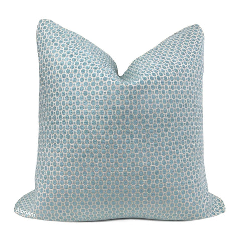 Chelsea Turquoise Blue Geometric Chenille Pillow Cover - Aloriam