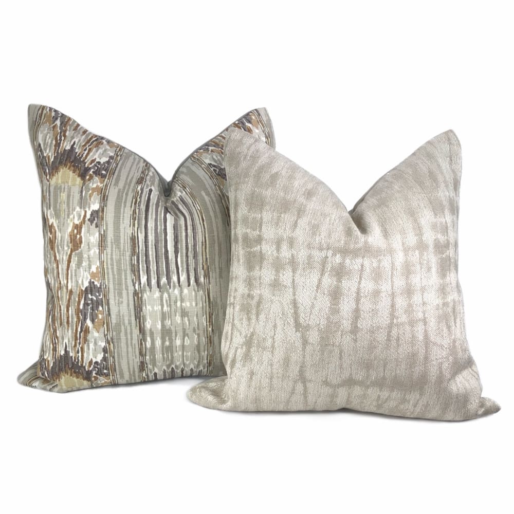 Claudel Two Tone Flax Beige Abstract Pillow Cover - Aloriam