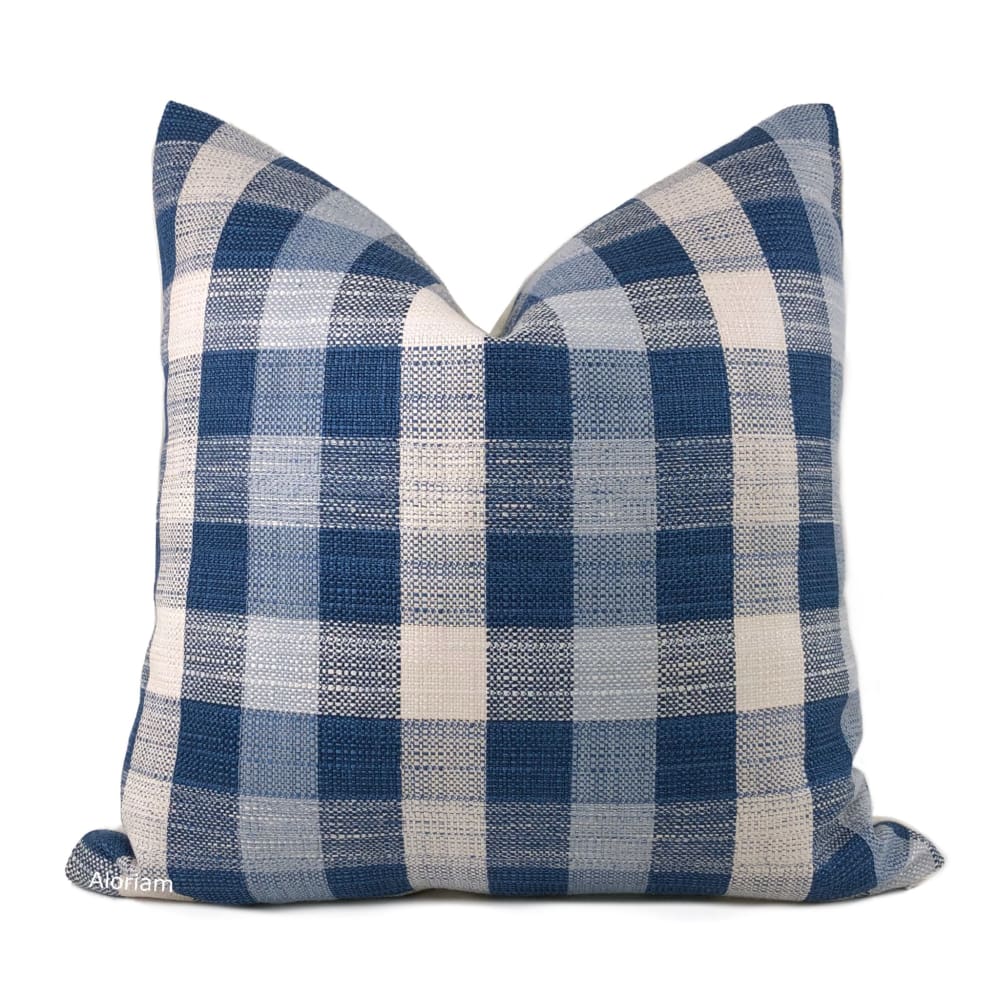 Clifton Blue Cream Plaid Checks Pillow Cover (Fabric by the Yard