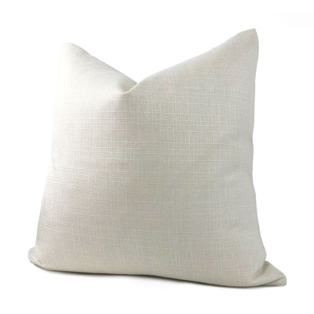 Curzon Pearly Warm White Basketweave Pillow Cover - Aloriam
