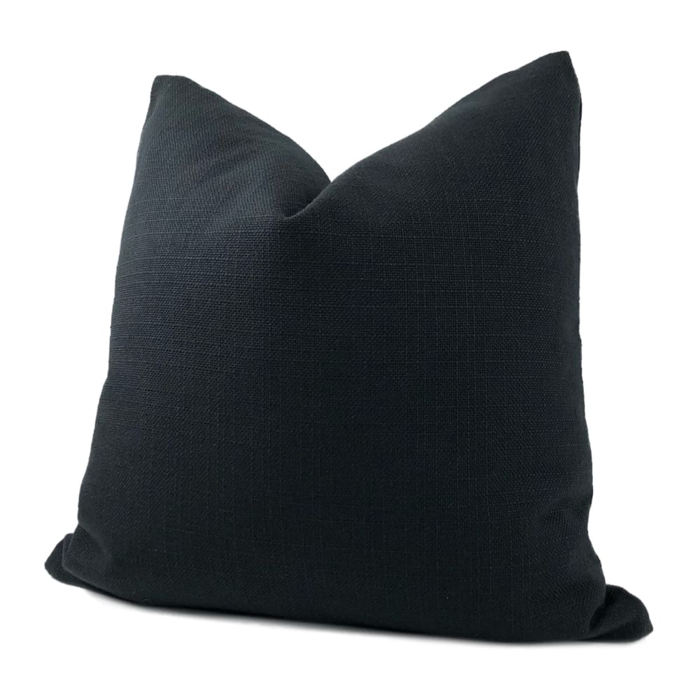 Curzon Solid Black Basketweave Pillow Cover - Aloriam