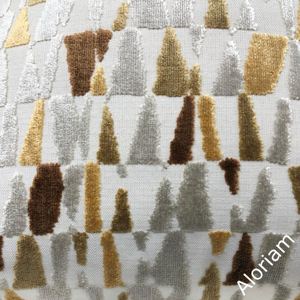 Cyrus Golden Brown Gray Cream Velvet Pillow Cover - Aloriam
