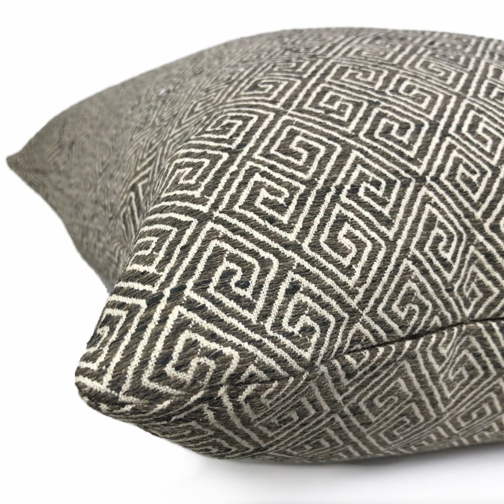 Darius Dark Brown Greek Key Pillow Cover - Aloriam
