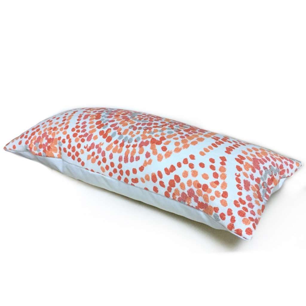 Duralee Glimpse Designer Modern Pointillist Mosaic Medallion Orange Coral Gray White Pillow Cover by Aloriam