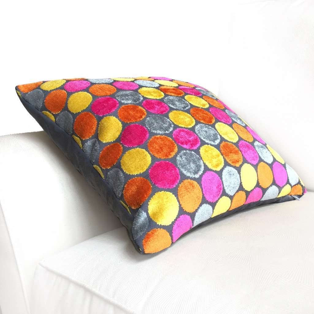 Designer Multicolor Velvet Polka Dots Pillow Cover by Aloriam