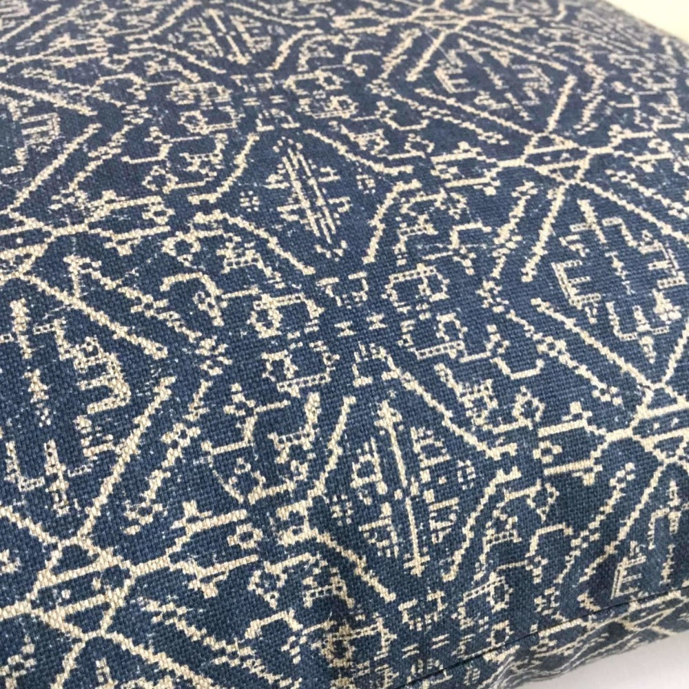 Lacefield Designs Priya Blue Beige Tribal Ethnic Geometric Cushion