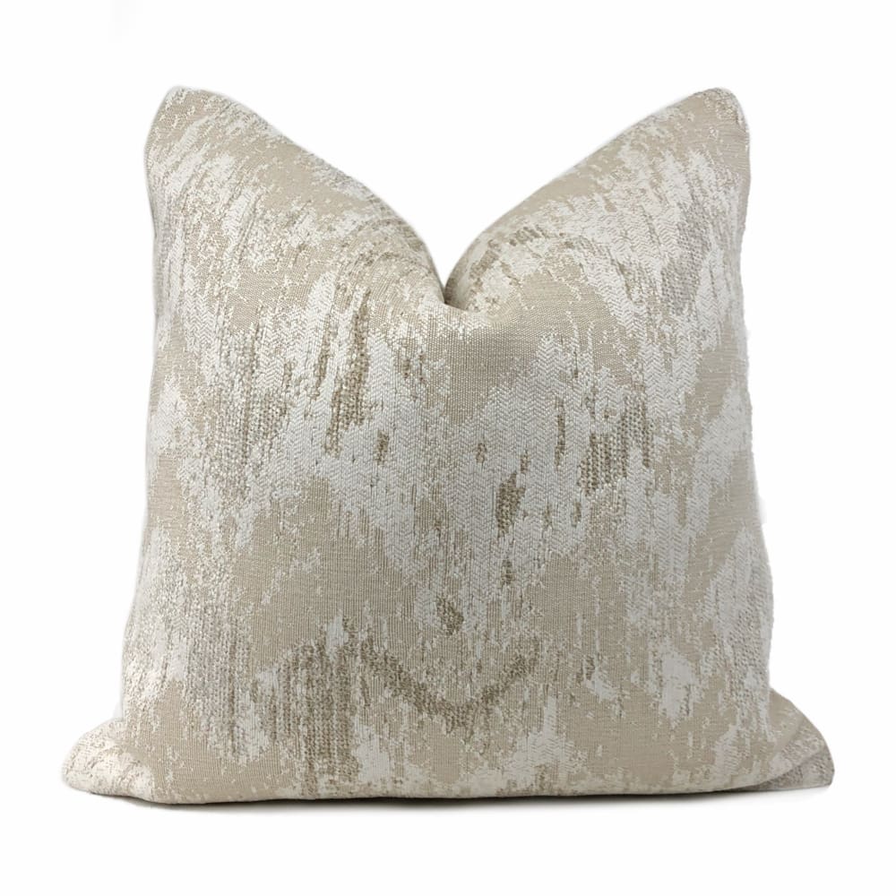 Devi Cream Beige Abstract Texture Chenille Pillow Cover - Aloriam