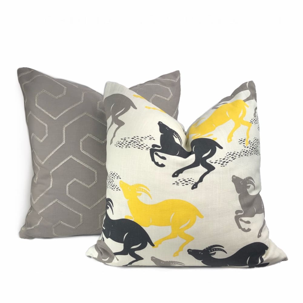 Dwell Studio Robert Allen Caravan Citrine Running Antelopes Black Gray Yellow White - Aloriam