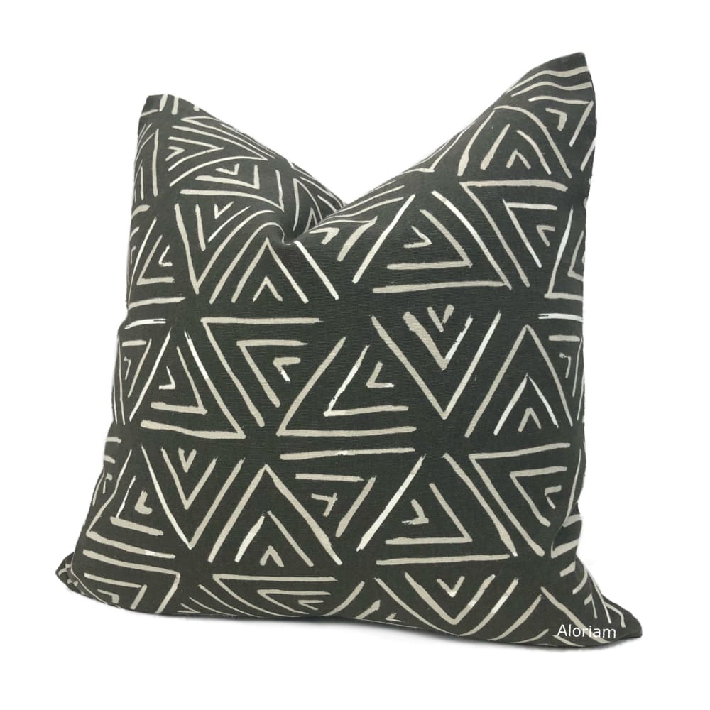 Dylan Black White Taupe Triangle Print Pillow Cover - Aloriam