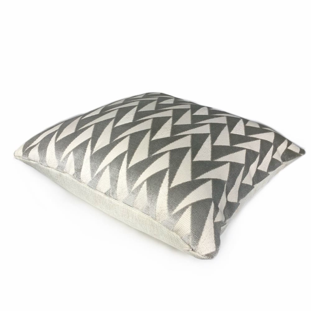 Easton Gray & Cream Triangles Velvet Pillow Cover - Aloriam