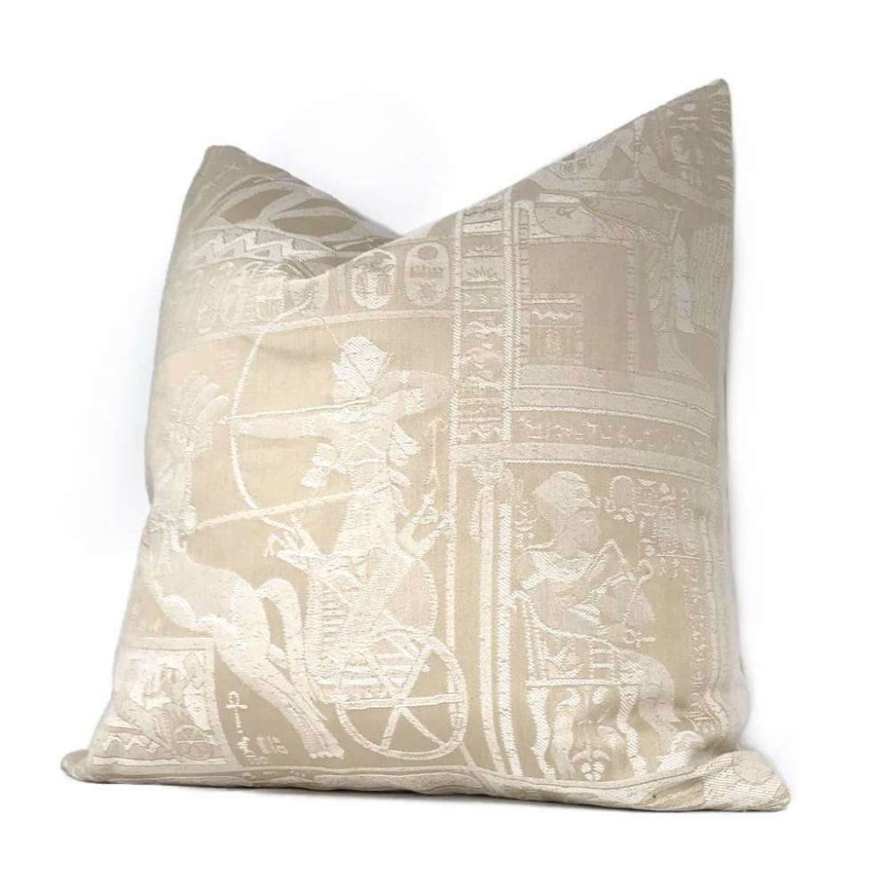 Egyptian Pharoah Cream Beige Pillow Cover by Aloriam 22x22