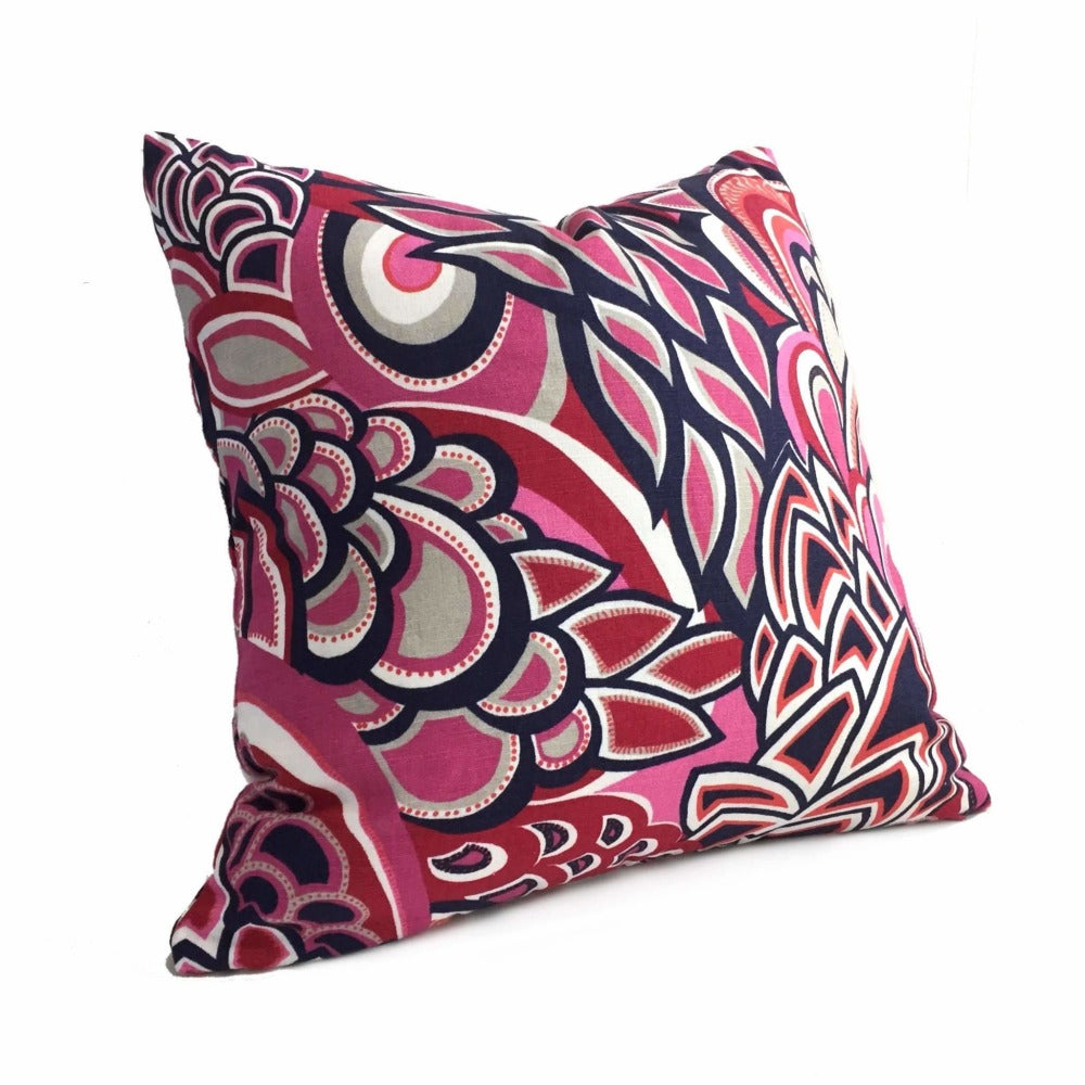 Eileen Boyd Showgirl Retro Mod Pink Floral Pillow Cover Cushion Pillow Case Euro Sham 16x16 18x18 20x20 22x22 24x24 26x26 28x28 Lumbar Pillow 12x18 12x20 12x24 14x20 16x26 by Aloriam