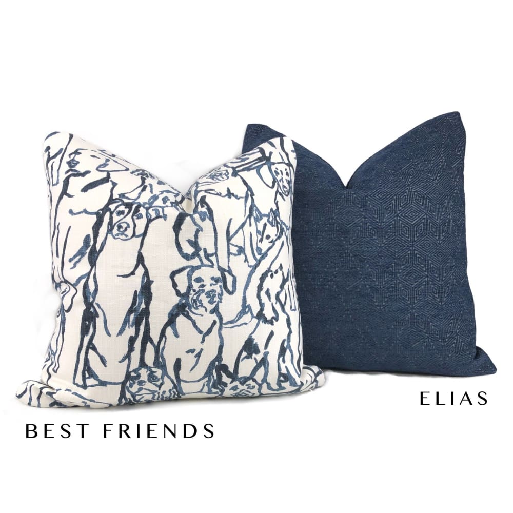 Elias Dark Blue Diamond Tile Chenille Pillow Cover - Aloriam
