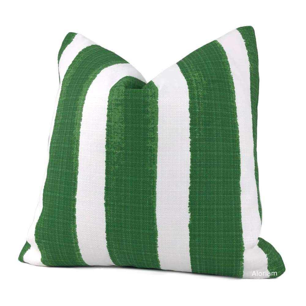 Ethan Green White Stripe Indoor Outdoor Pillow Cover - Aloriam