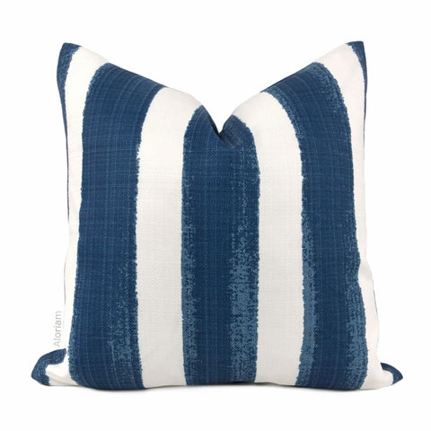 Ethan Navy Blue White Stripe Indoor Outdoor Pillow Cover - Aloriam