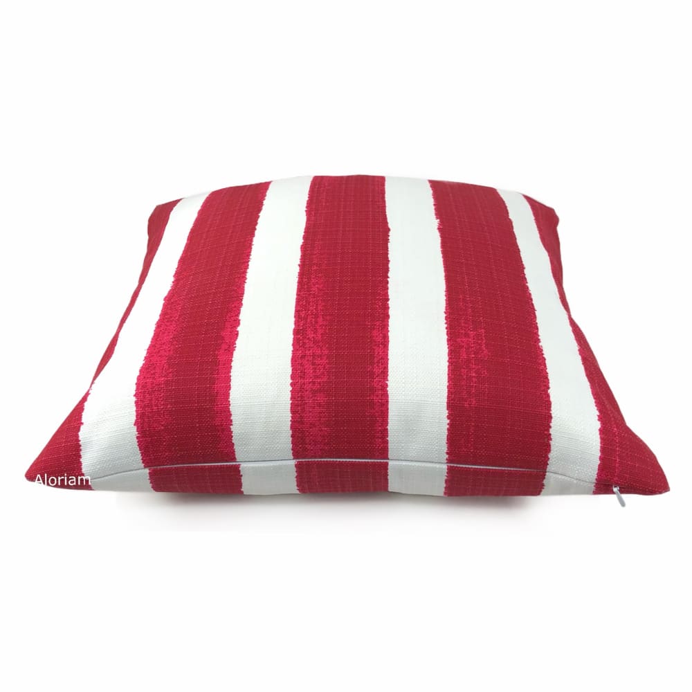 Ethan Red White Stripe Indoor Outdoor Pillow Cover - Aloriam