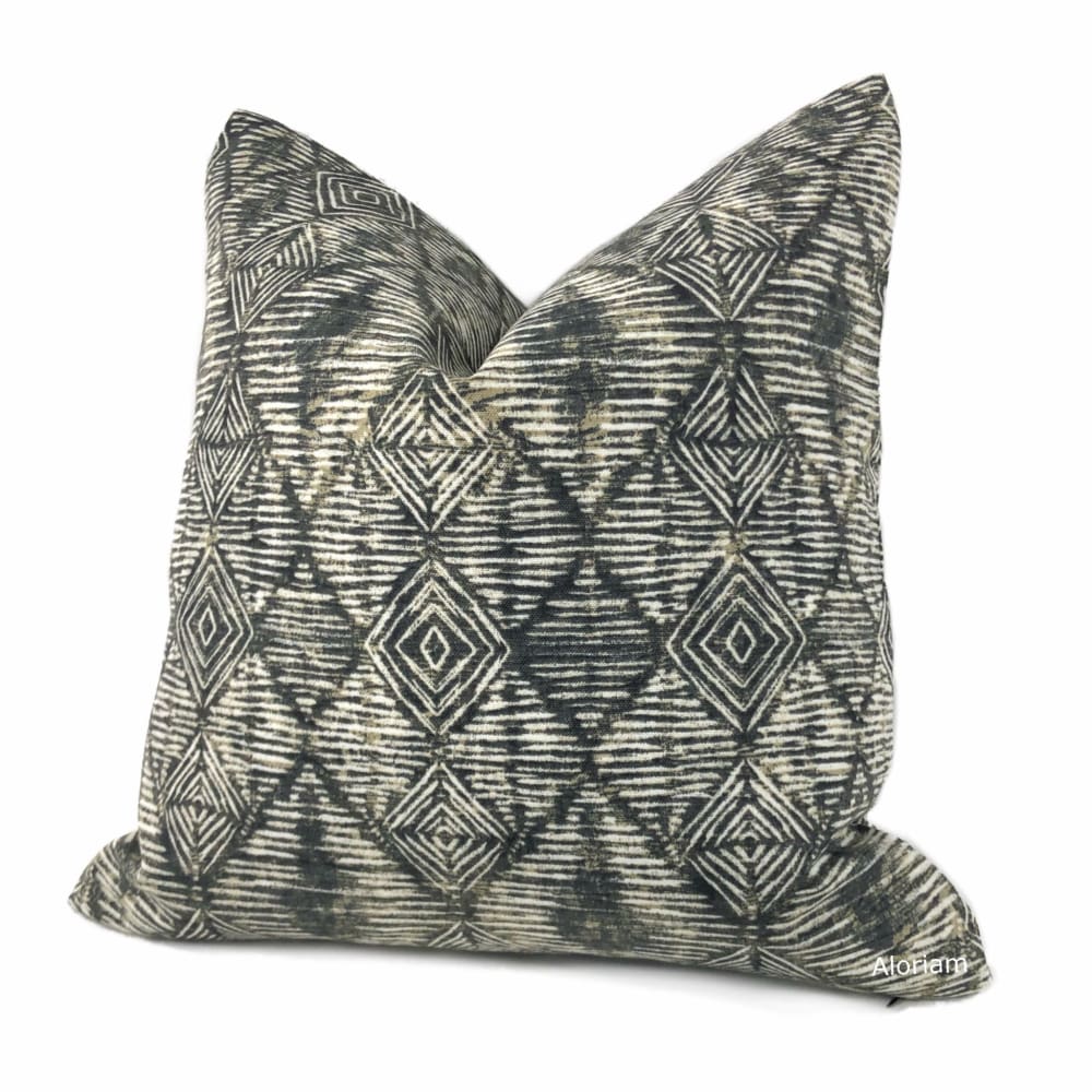 Etro Black Ethnic Diamond Print Indoor Outdoor Pillow Cover - Aloriam