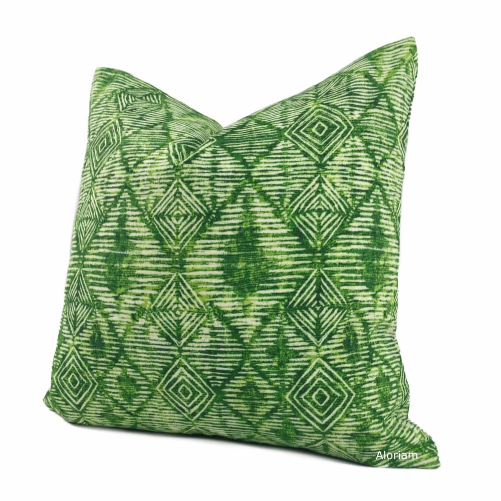 Etro Green Ethnic Diamond Print Indoor Outdoor Pillow Cover - Aloriam
