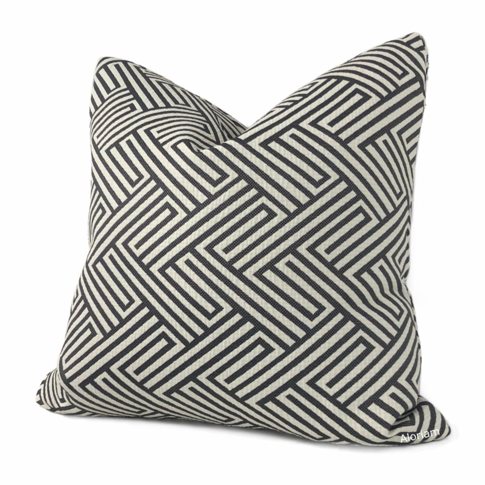 Eureka Black Cream Greek Maze Pillow Cover (Performance fabric) - Aloriam