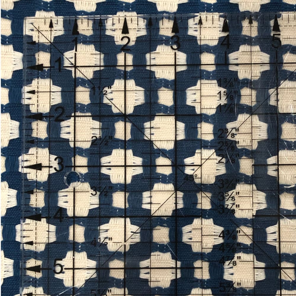 F Schumacher Betwixt Indigo Blue Ivory Geometric Checks Pillow Cover - Aloriam