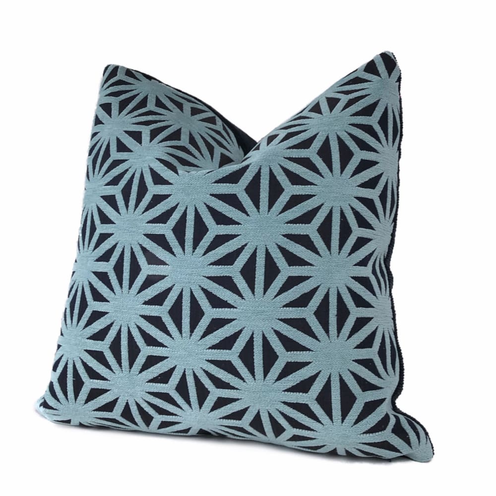 Federalist Star Lattice Sky Blue & Navy Geometric Pillow Cover - Aloriam
