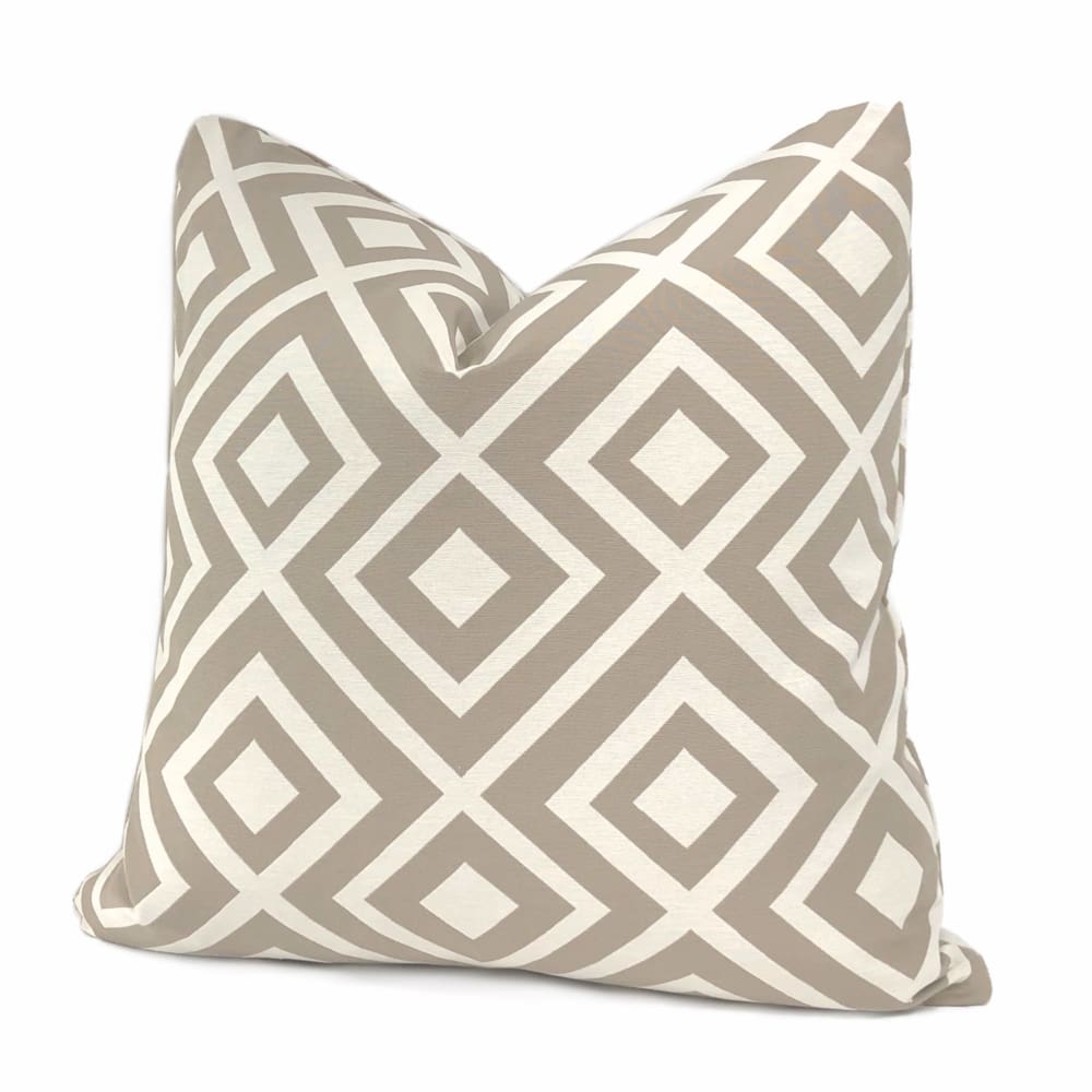 Fenwick Taupe Brown Cream Geometric Lattice Pillow Cover - Aloriam