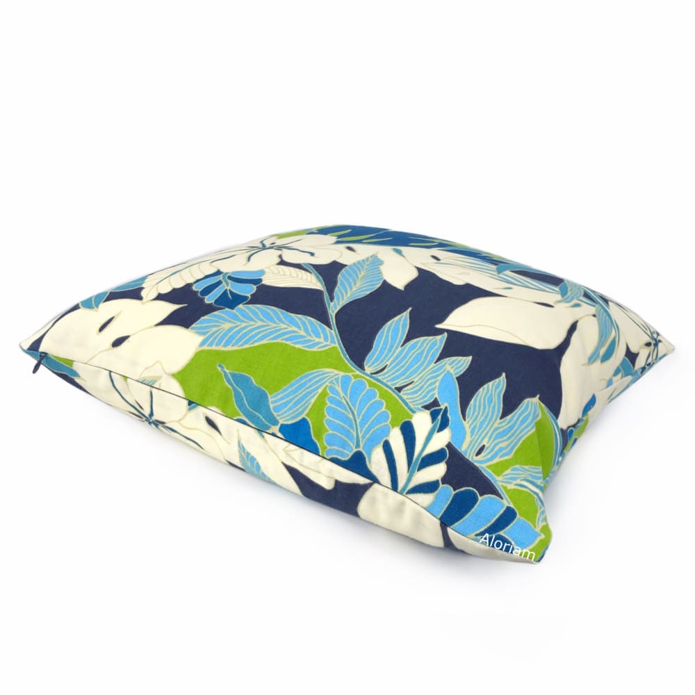 Fiji Blue Green White Tropical Floral Pillow Cover - Aloriam