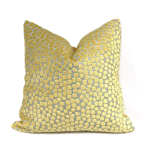 Flurries Citrine Yellow Cut Velvet Dots Pillow Cover - Aloriam