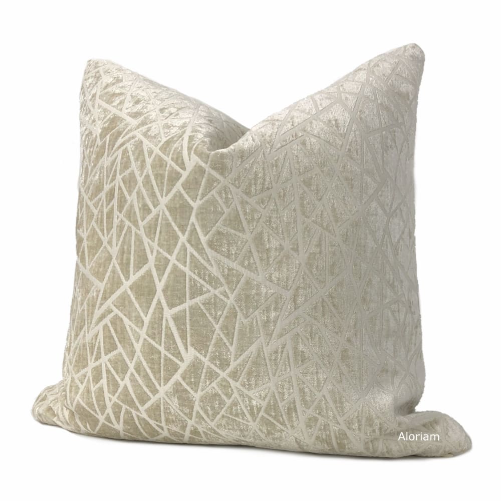 Fractal Cream Modern Geometric Chenille Pillow Cover - Aloriam