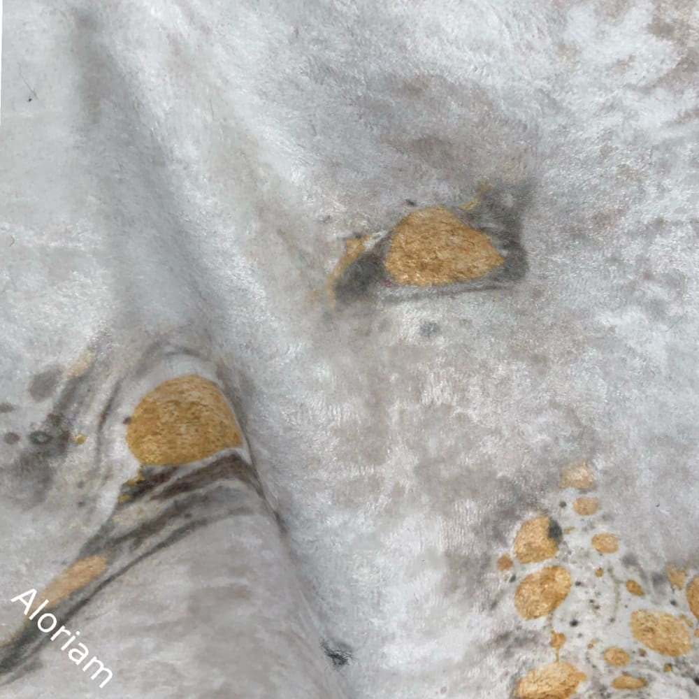 Gaia II Earth Minerals White Gold Light Gray Multicolor Microfiber Velvet Pillow Cover - Aloriam