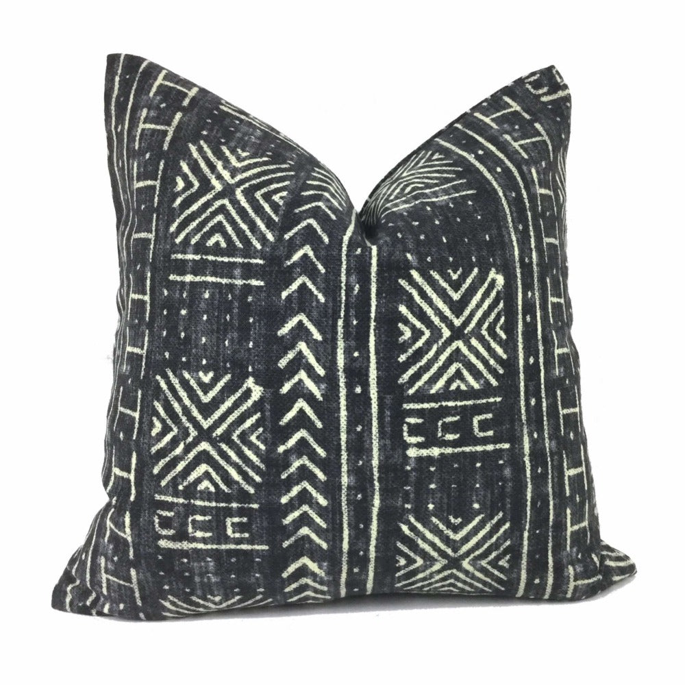 Genevieve Gorder Mali Mudcloth African Tribal Print Black Cream Pillow Cover Cushion Pillow Case Euro Sham 16x16 18x18 20x20 22x22 24x24 26x26 28x28 Lumbar Pillow 12x18 12x20 12x24 14x20 16x26 by Aloriam