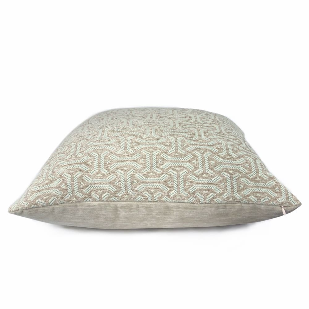 Gramercy Aqua & Light Taupe Geometric Pillow Cover - Aloriam