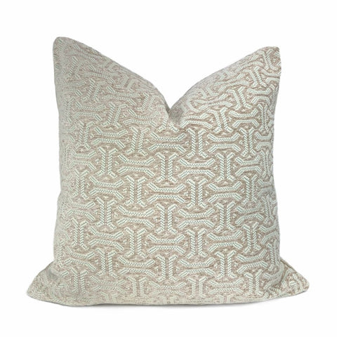 Gramercy Aqua & Light Taupe Geometric Pillow Cover - Aloriam