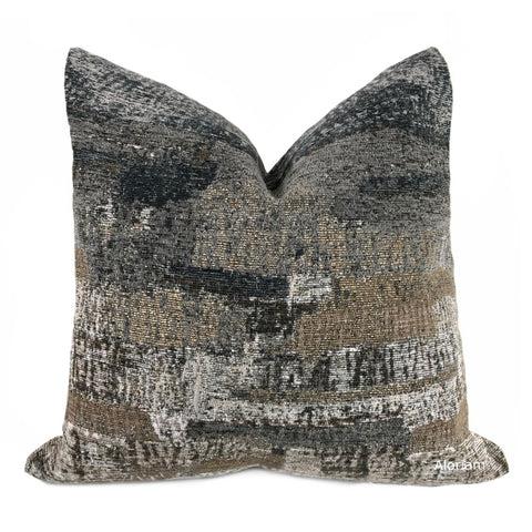 Grand Teton II Charcoal Gray Brown Texture Pillow Cover - Aloriam