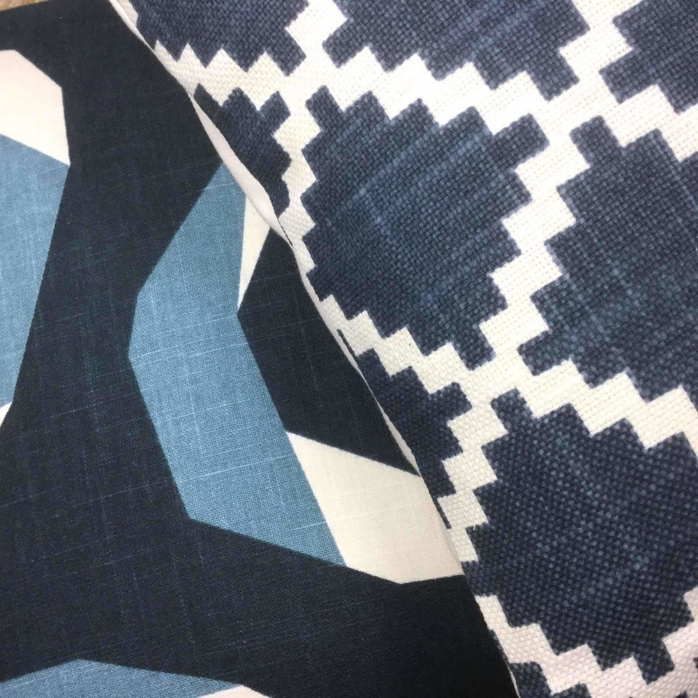 HC Monogram Lulu DK Gaston Navy Blue White Diamond Tile Pillow Cover Cushion Pillow Case Euro Sham 16x16 18x18 20x20 22x22 24x24 26x26 28x28 Lumbar Pillow 12x18 12x20 12x24 14x20 16x26 by Aloriam