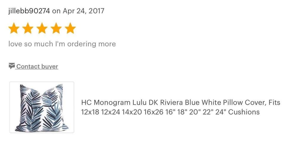 HC Monogram Lulu DK Riviera Blue White Pillow Cover Cushion Pillow Case Euro Sham 16x16 18x18 20x20 22x22 24x24 26x26 28x28 Lumbar Pillow 12x18 12x20 12x24 14x20 16x26 by Aloriam