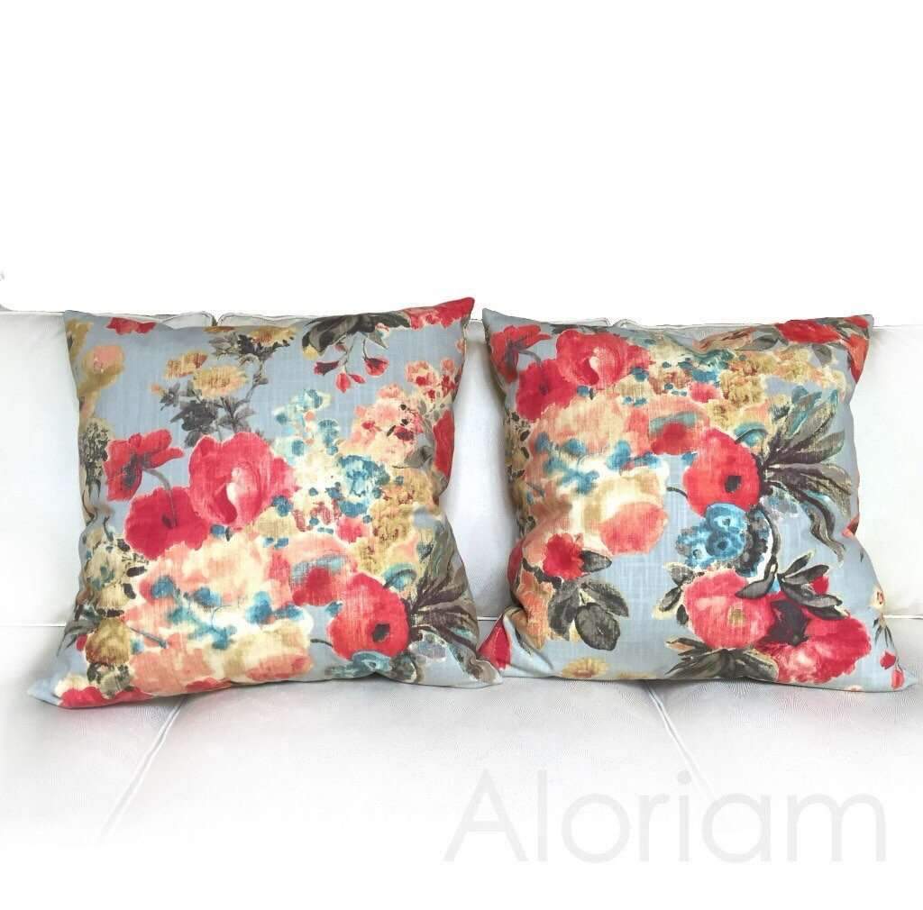 HGTV Garden Odyssey Fog Gray Pillow by Aloriam