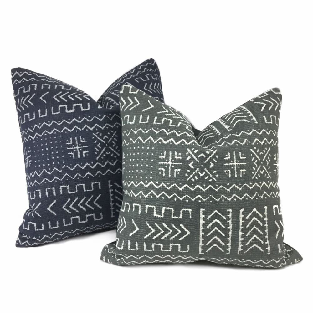 Hombori Mudcloth Inspired Blue African Tribal Pillow Cover - Aloriam