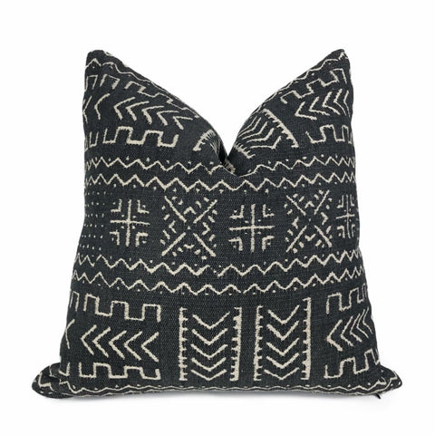 Hombori Mudcloth Inspired Onyx African Tribal Pillow Cover - Aloriam