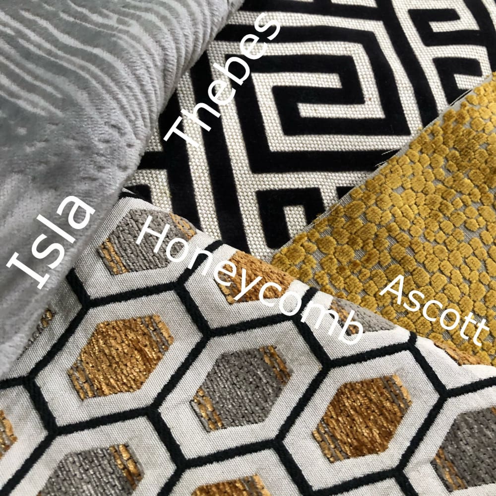 Honeycomb Geometric Gray Off-white Orange-Gold Chenille Velvet Pillow Cover - Aloriam