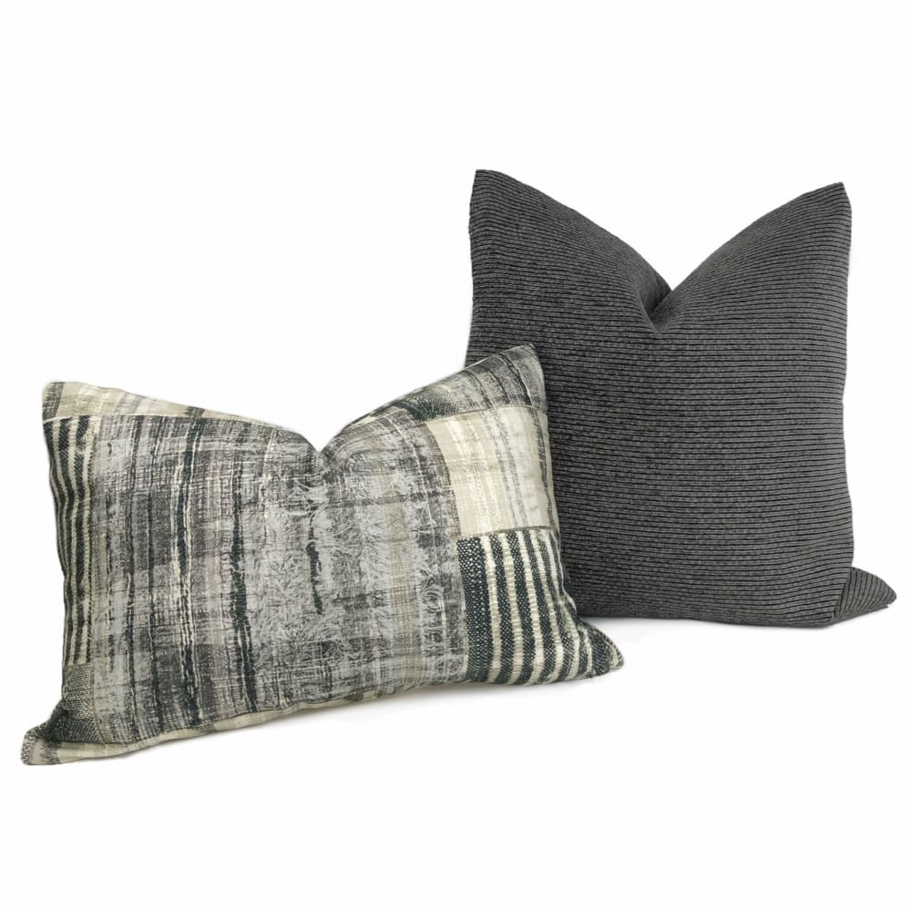 Hugo Two Tone Gray Ribbed Chenille Pillow Cover - Aloriam