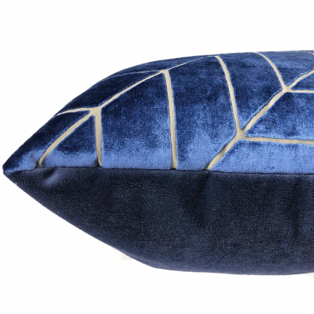(CLEARANCE) Leyland Blue Diagonal Chevron Velvet Pillow Cover