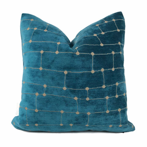 Isaac Peacock Teal Blue Velvet Pillow Cover - Aloriam