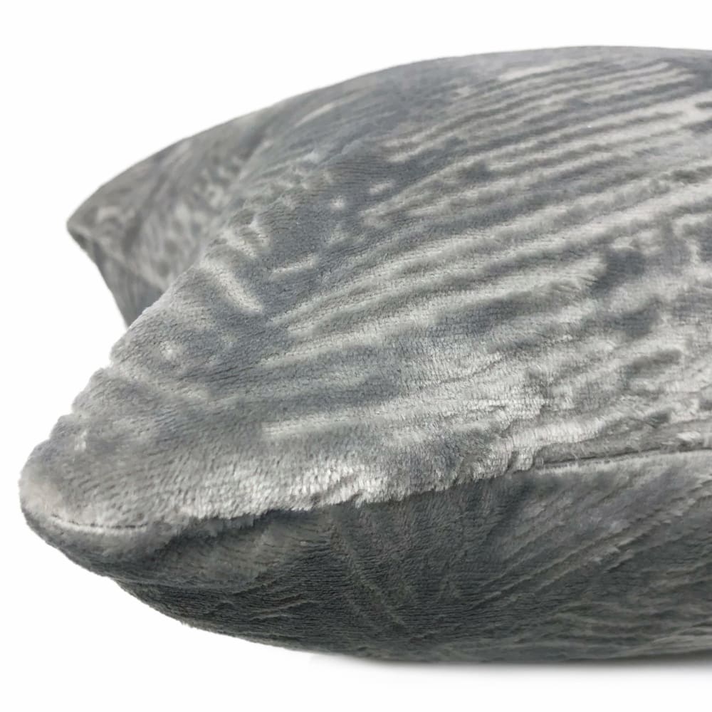 Isla Gray Crosshatch Leaf Texture Velvet Pillow Cover - Aloriam