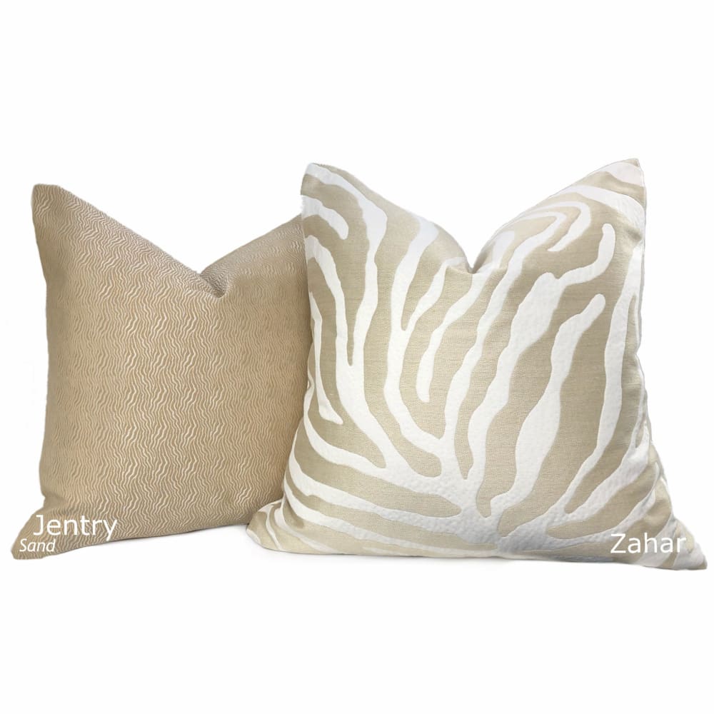 Jentry Sand Abstract Wavy Lines Pillow Cover (Kravet Candice Olson fabric) - Aloriam