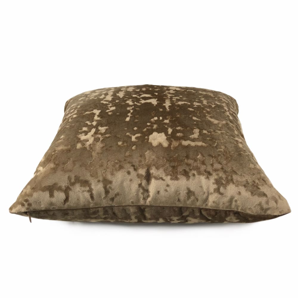 Kael Sable Brown Abstract Distressed Tonal Velvet Pillow Cover - Aloriam